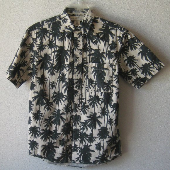 H & M L.O.G.G. Black Palm Tree Hawaiian Short Sleeve Size XS - Picture 1 of 3